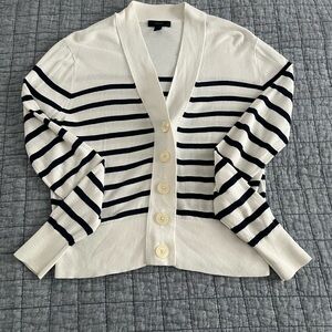 J. Crew Cream Cardigan with Black Stripes